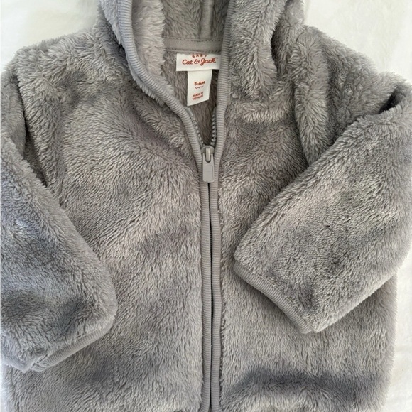 Carter's Soft Gray Fleece Bear Hoodie 3-6 months - Picture 3 of 3